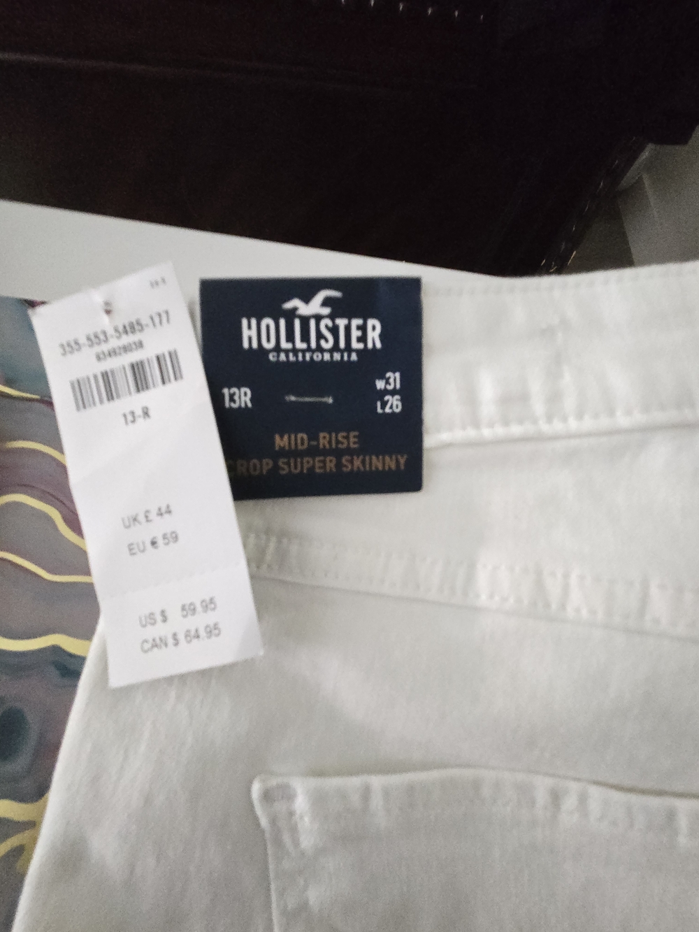 Hollister White Mid-Rise Crop Super Skinny Jeans